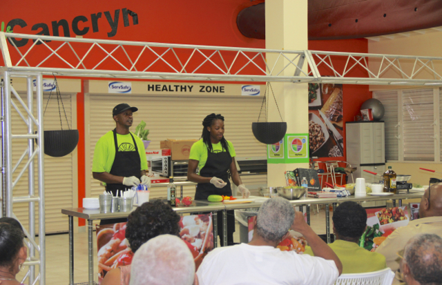 Chef Ashley Allen Jr. and fitness coach Elaine Joseph of V.I. Fitness Kitchen teach government retirees how to cook healthier.