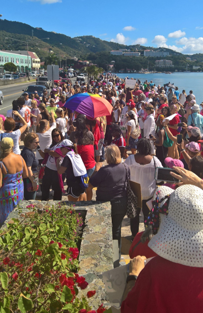 Marchers came 300 strong to show solidarity with women marching around the world. (W. Bostwick photo)