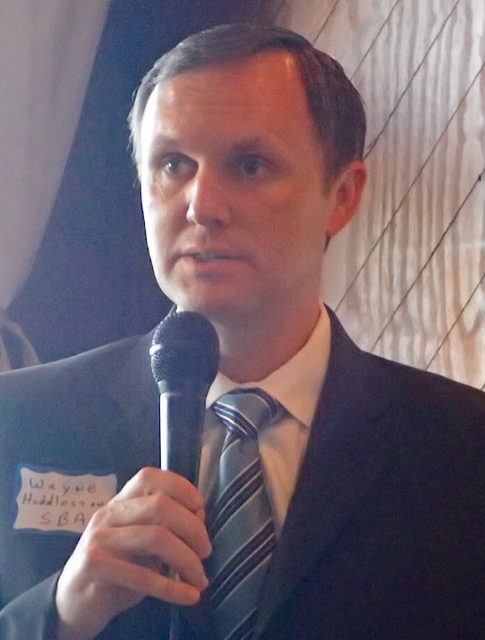 Leon Hughes speaks at the St. Croix Chamber of Commerce annual meeting (Susan Ellis photo).