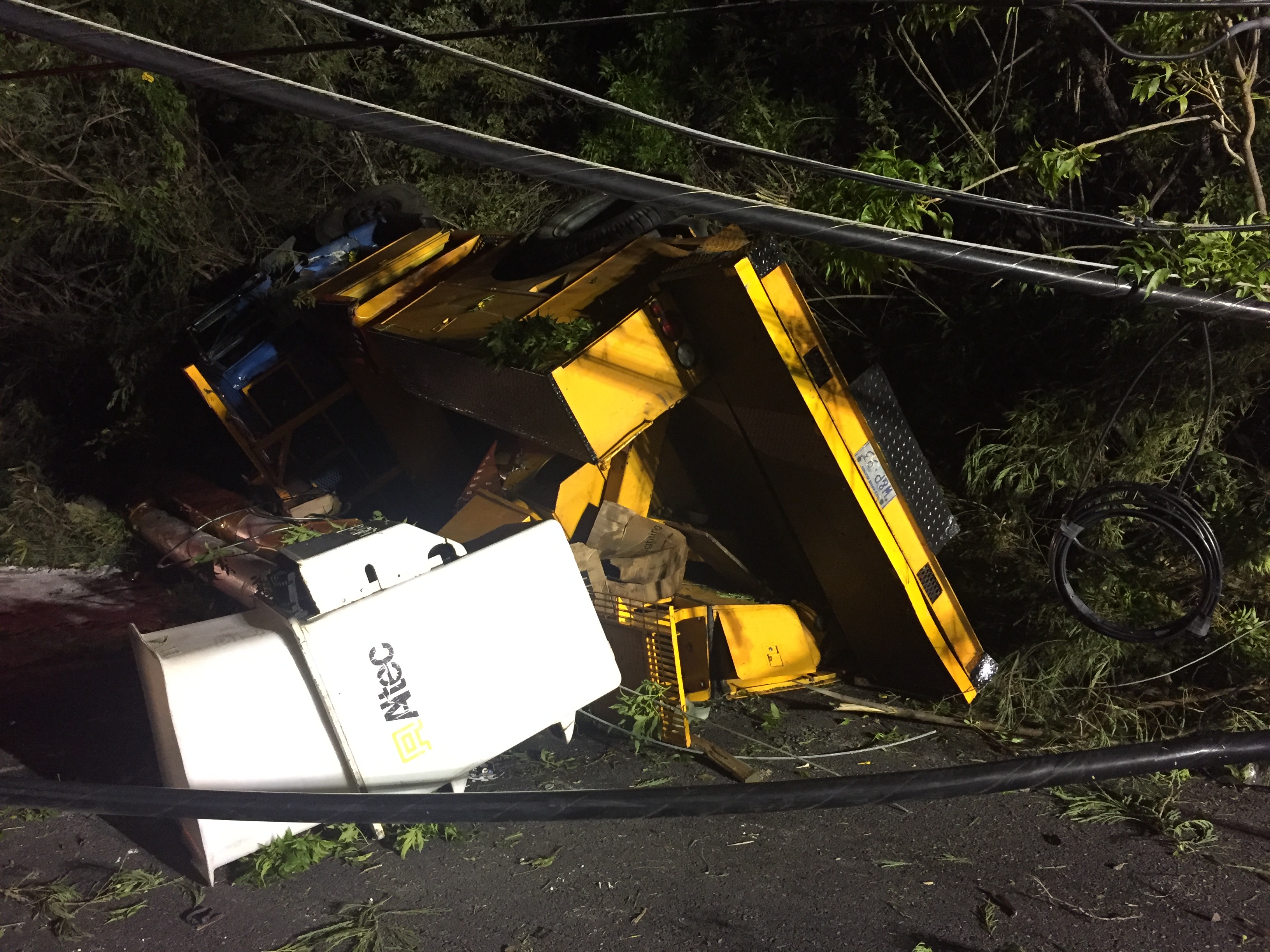 Overturned Utility truck