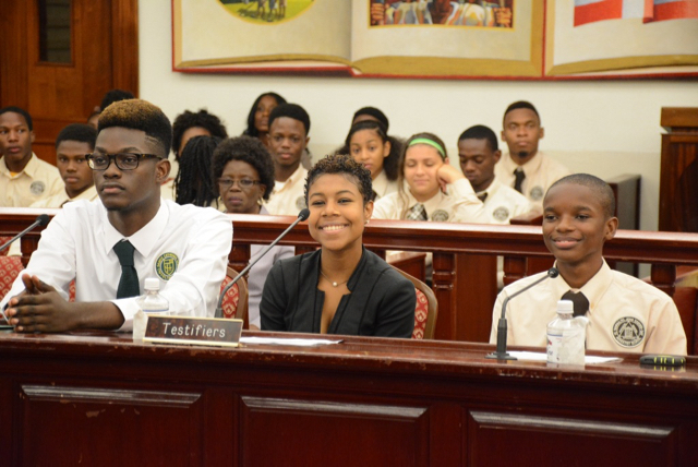  From left, Irvin Mason Jr.; Khalese Potter and Jair Smith testify Jan. 28 at the Rules and Judiciary Committee hearing. (Barry Leerdam photo; provided by the V.I. Legislature)