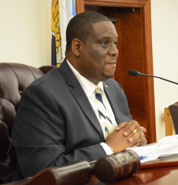 Sen. Kenneth Gittens chairs the Rules and Judiciary Committee Wednesday. (Barry Leerdam photo; provided by the V.I. Legislature)