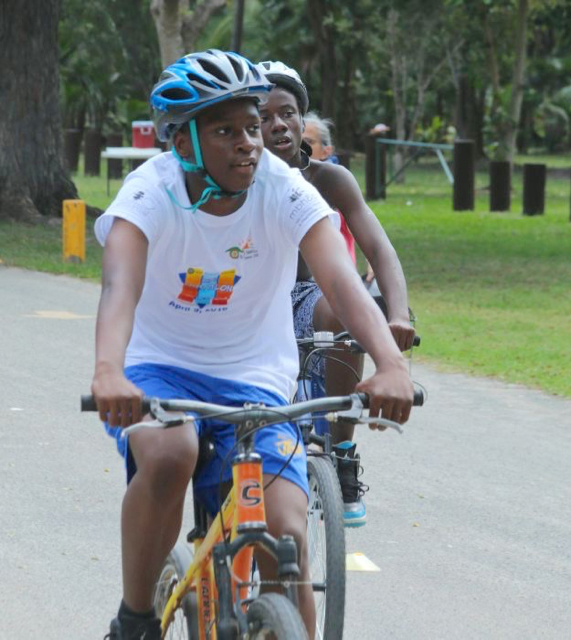 Members of the Charlotte Amalie High School&rsquo;s JROTC program hit the bike course Saturday.