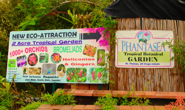 Phantasea Tropical Botanical Garden uses a detailed banner to market what the garden has to offer.