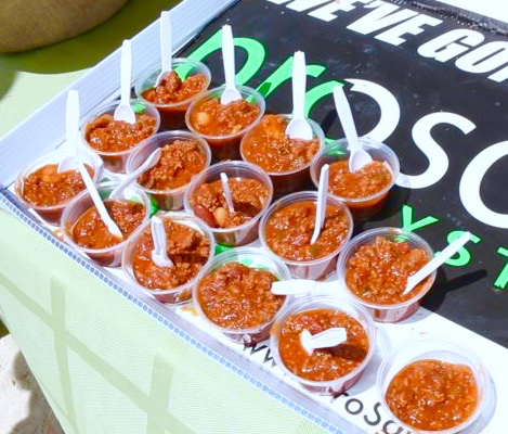 Little 'tastes' of each booth&rsquo;s chili were offered to event goers Sunday.