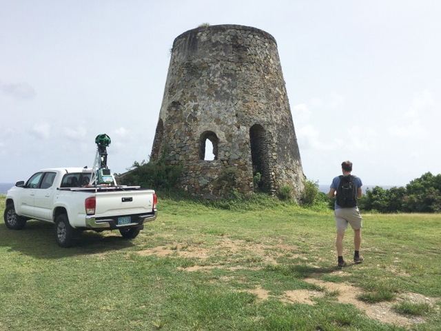 Thompson, with the Street View Trekker mounted on a pickup, drove and walked more than 1,100 miles photographing St. Croix for Google, then did St. Thomas and St. John.
