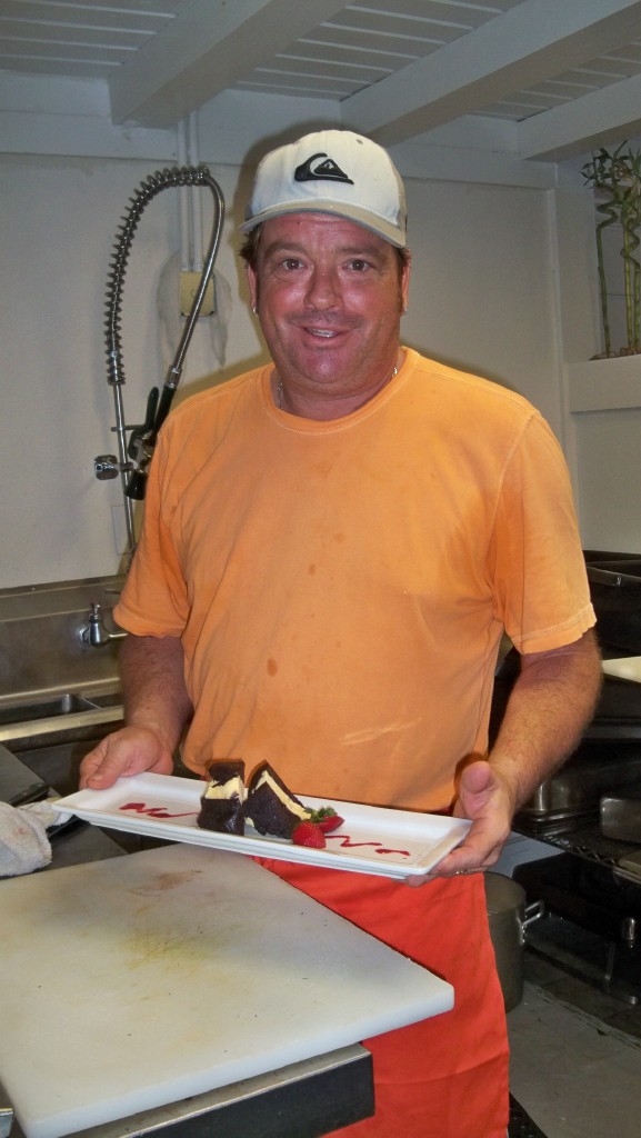 Brant Pell prepares dessert.