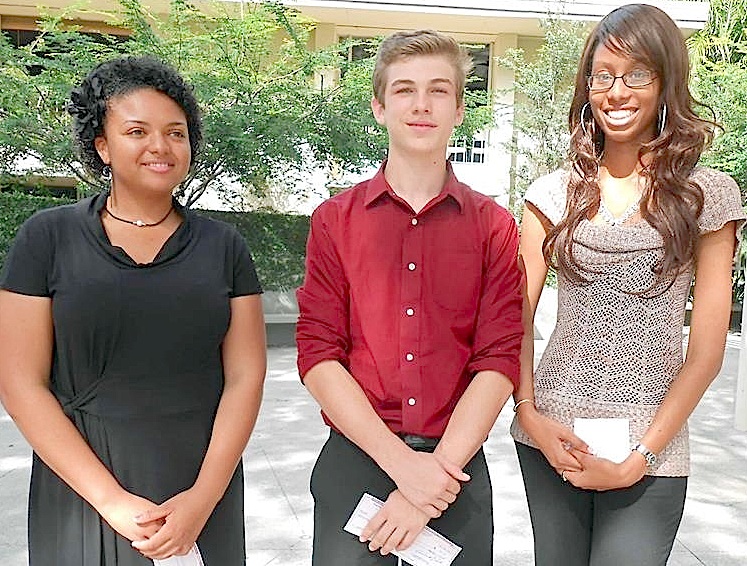 Poetry Out Loud winners from left, Naamah Leerdam, Camren Bunn and Ce'jae Hodge. 