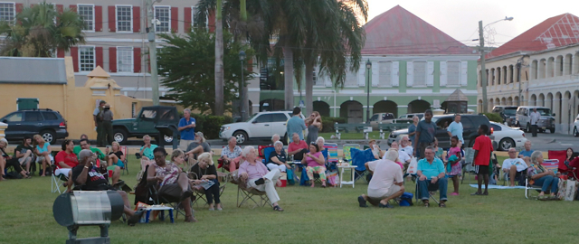 Crowd gathers on the Park Service lawn in Christiansted for a recent Jazz in the Park concert. (Photo provided by Gayle Vanasse)