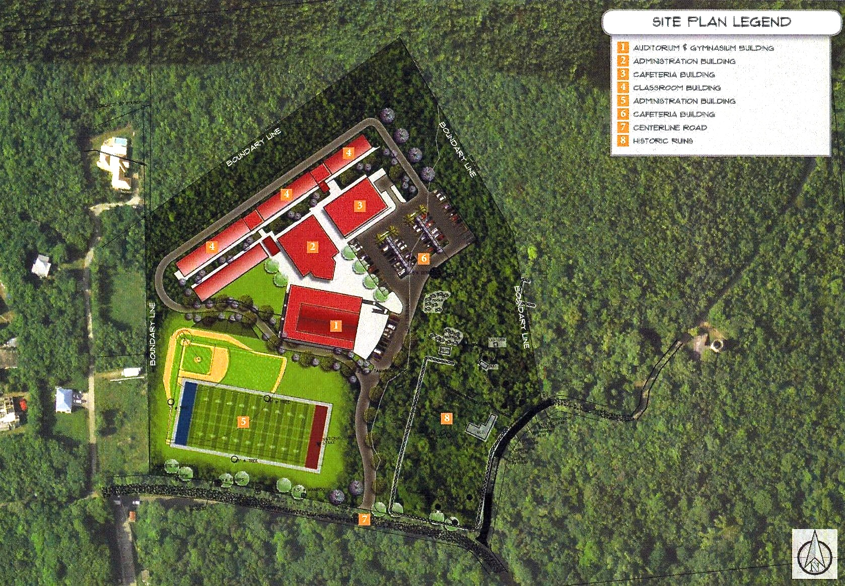 The site plan of the proposed St. John school in Catherineberg.