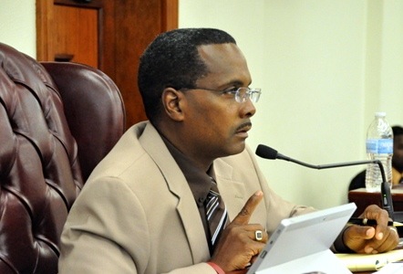 Senate Finance Committee Chairman Clifford Graham at Thursday's hearing (photo courtesy of V.I. Legislature).