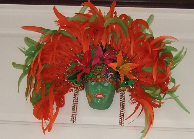 A Carnival mask created by St. Croix Educational Complex student Kiana Matthew is part of the 'Package St. Croix' exhibit that opened Saturday. 