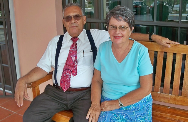 Willmar and Carol Acevedo at the Kingdom Hall in Golden Rock.