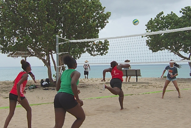 Volley ball was one of the competitive sports played at the third Caribbean Beach Games Sunday in Frederiksted.