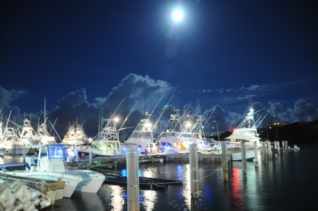 Full moon over 2013's fleet for the Atlantic Blue Marlin Tournament, (Photo by Dean Barnes)