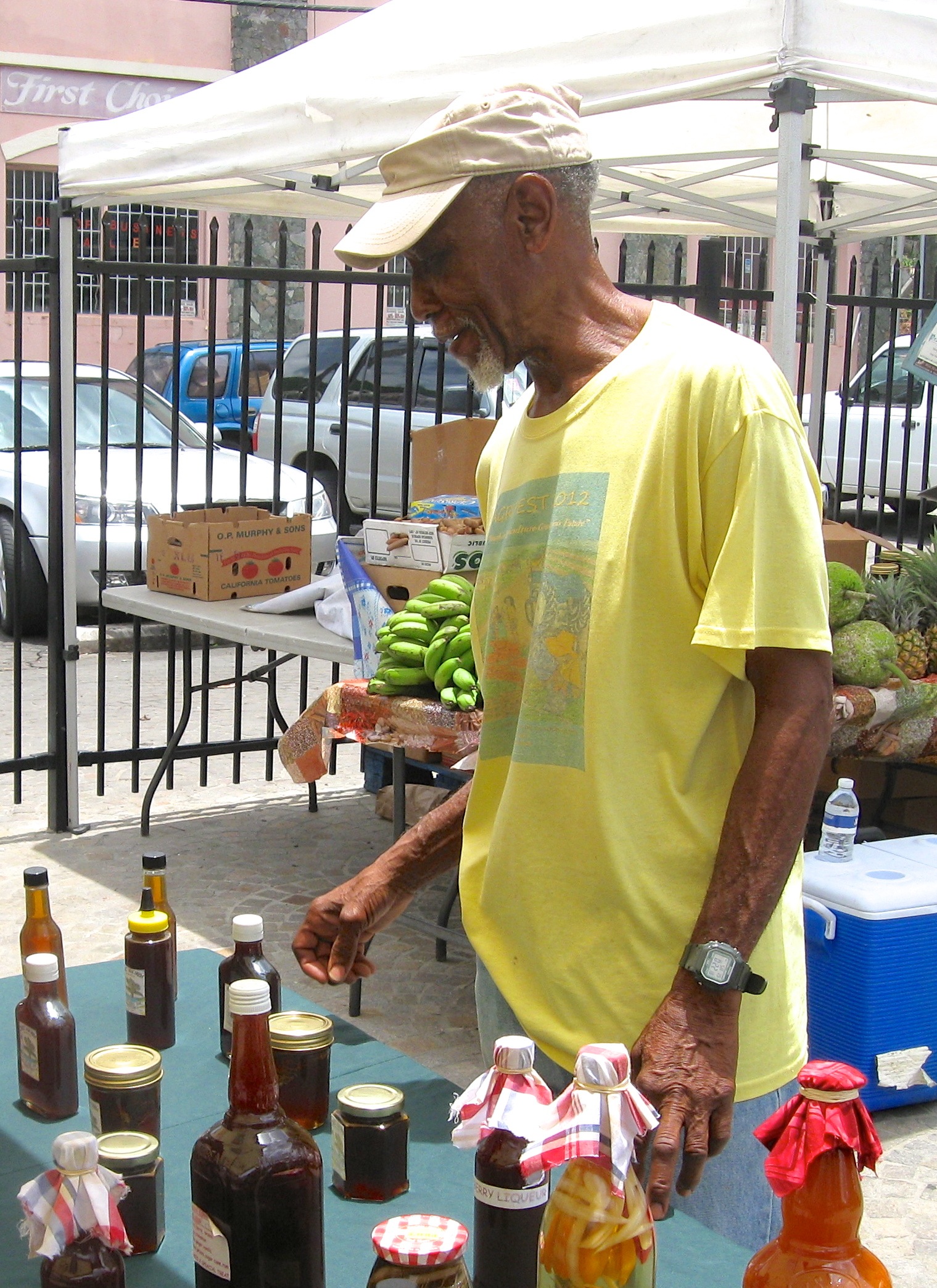 Farmer Charles Leonard at his value added product stand.
