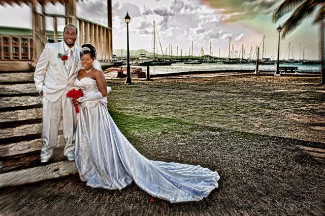 A wedding portrait of Heidi Henry and Wayne Gerard Jr., photographed by Denise Bennerson.