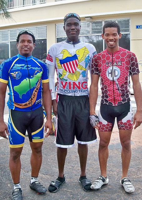 From left, Glenn Massiah, David Parris and Narian Gentius after the race.