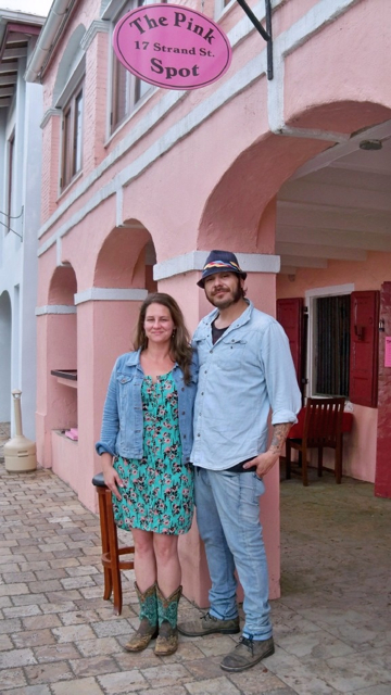 Emily and David Micheal Lopez outside The Pink Spot.