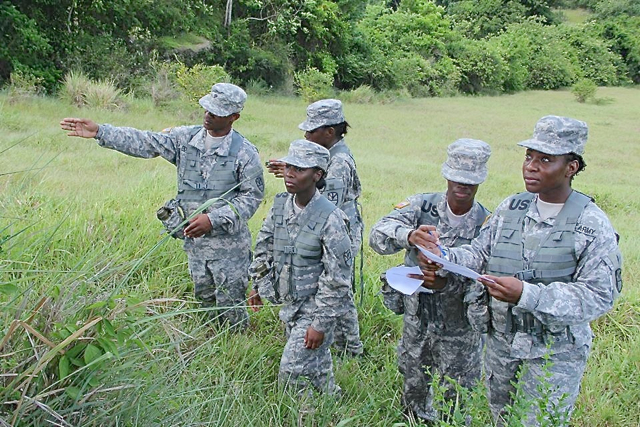Trainees learn to reconnoiter during land navigation training at the VING Recruitment Sustainment Program. (Photo provided by the V.I. National Guard)