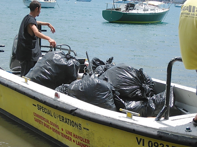 A boatload of trash from Hassel Island.