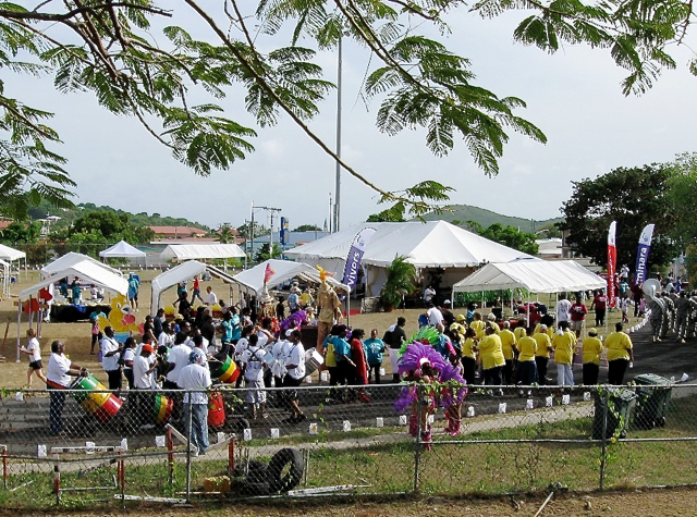 Groups line up for the Relay Life Parade Saturday at the Charlotte Amalie High School track. 