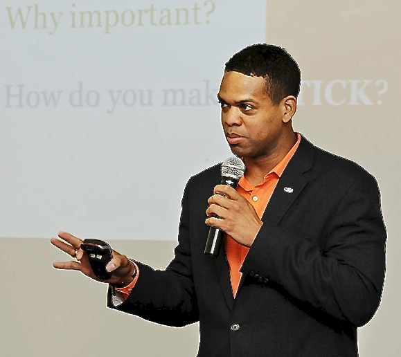 Ali W. Palmer gives the keynote address at the UVI Charter Day celebration. (Photo provided by UVI)