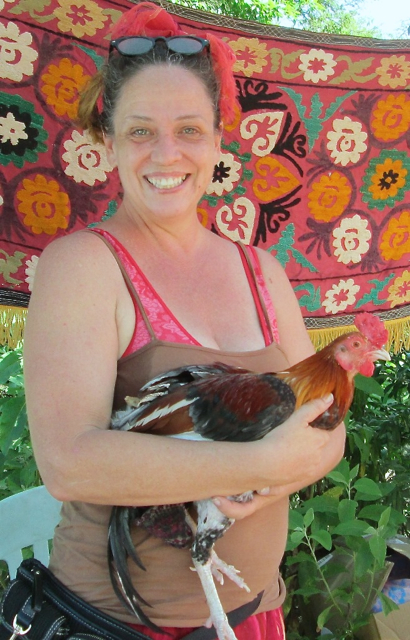 Cheryl Geller's crafts are inspired by her rooster, Keaton Geller.