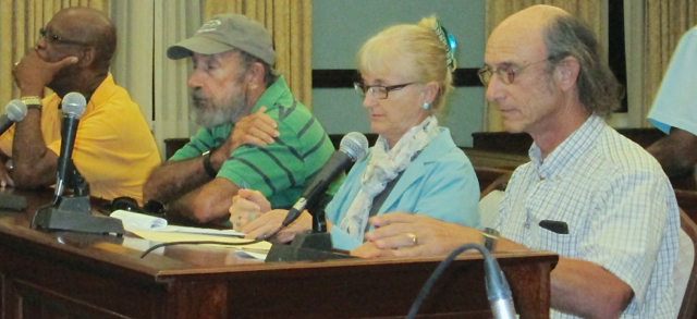 From left, Robert O’Connor Jr., Phil Strenger, Sharon Coldren, and David Silverman testify during Thursday's hearing.
