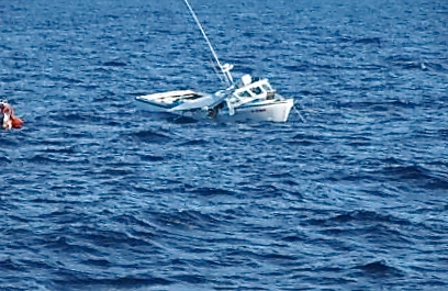 St. Thomas fishing boat Sea Shepherd sinks after a collision with U.S. Coast Guard cutter Key Largo. (Photo provided by U.S. Coast Guard.)
