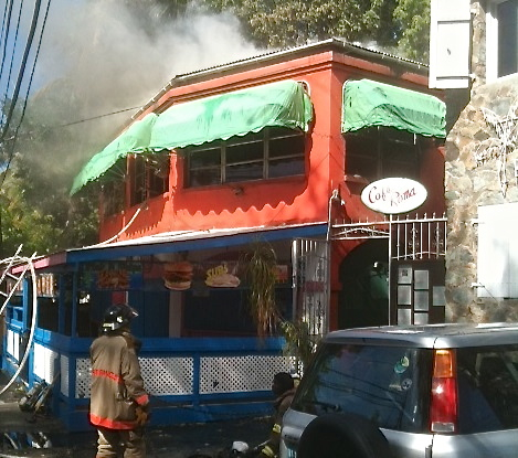 Smoke rises from Cafe Roma. (Photo by Sen. Craig Barshinger)