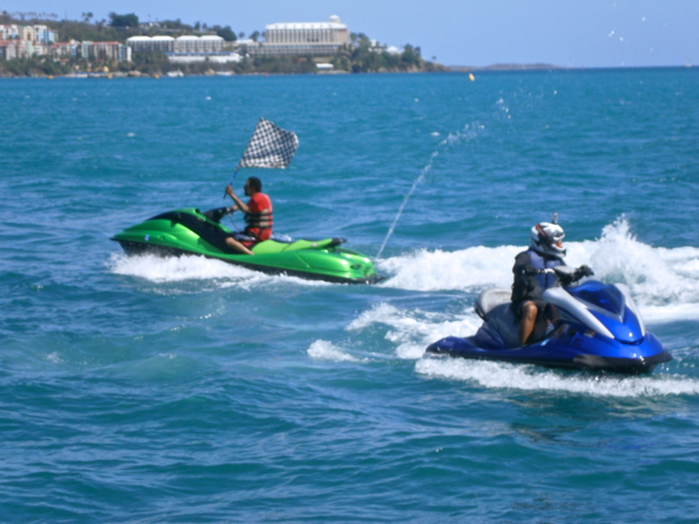 Jet skier Curtis Gonzolez, left, celebrates his win in the 1200 horsepwer division.