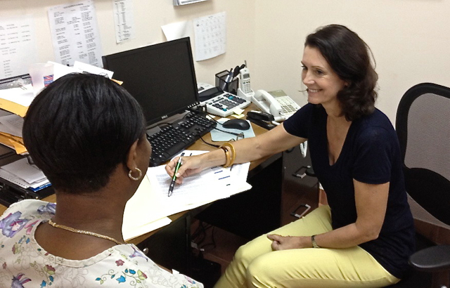 Laura Nuschke offers assistance at the office of Patient Assist VI.