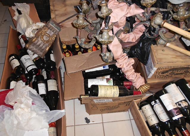 Jeffrey Prosser's St. Croix wine collection as found by the estate trustee. Image is from court filings.