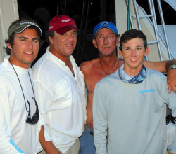 St. Thomas-based charter fishing boat Marlin Prince is making this year’s tournament a family affair. From left, Thomas Kopko, father and Marlin Prince owner Fred Kopko, Capt. Eddie Morrison, and son/mate, Travis Morrison. (Photo by Dean Barnes)