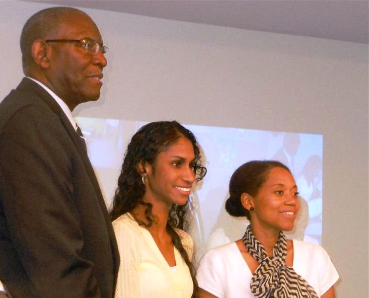 UVI President David Hall, president for a day Marsha Laurencin and event chairwoman Dione Jackson. 