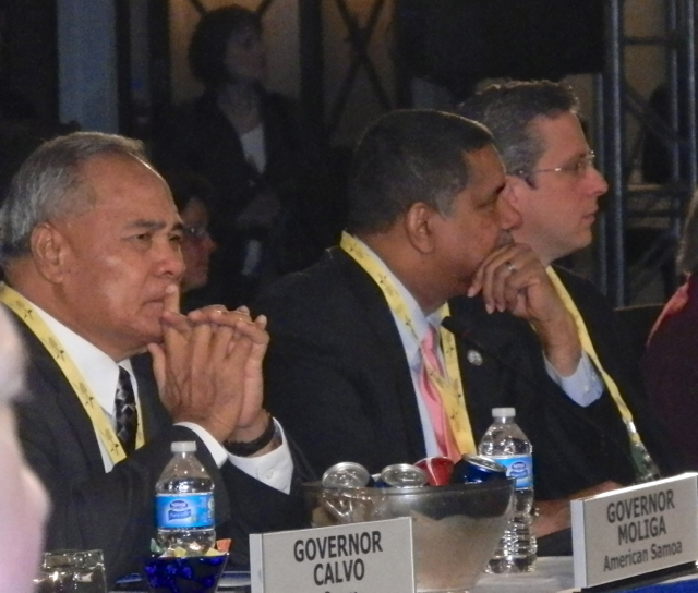 Gov. John deJongh Jr., center, with fellow governors at the NGA meeting. (Photo provided by Government House)