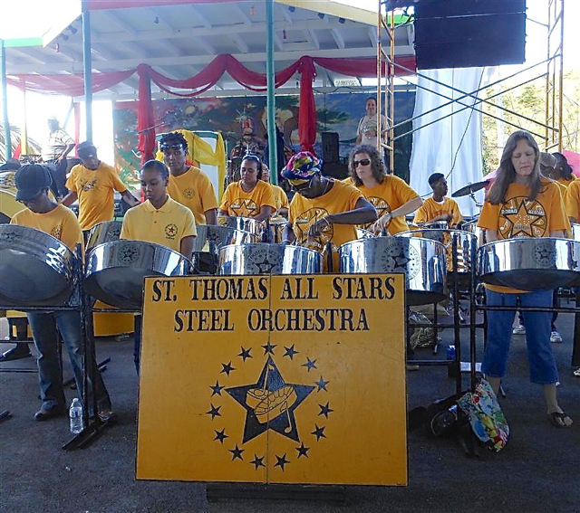St.Thomas All Stars Steel Band perform at the fair.
