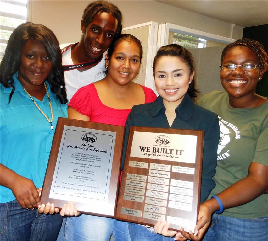 WUVI student staff from left, Akila Henry, Shawn Auguste, Nicole Moore, April Knight and Twanna Henry.  