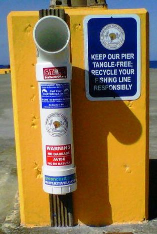 Bins to deposit discarded fishing line have been installed around the Frederiksted Pier (photo courtesy of the Tourism Department).