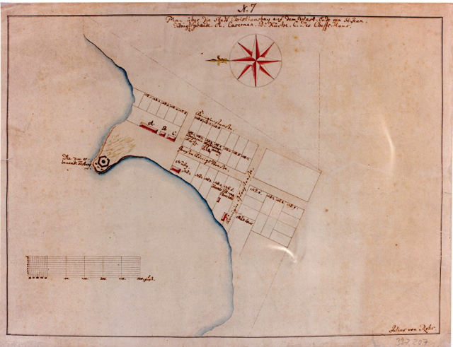 Knight provided this photo of the 1766 von Ruhr map of Cruz Bay.