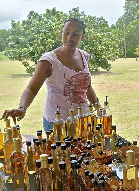 Dara Hamilton sells mead Saturday at the Ag Department Value Added Market Day.