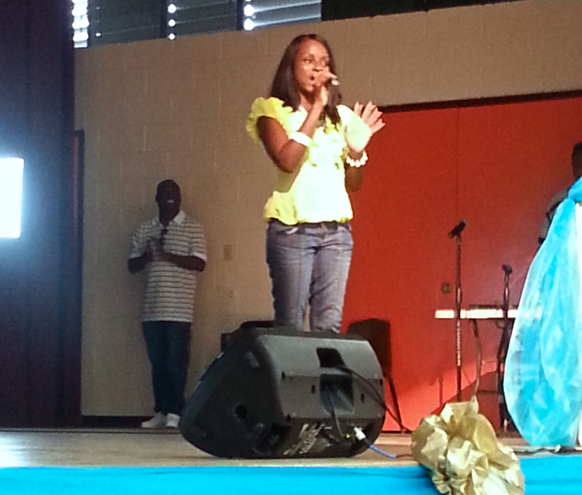 Cherise King sings Sunday during the TAP Entertainment Talent Show.