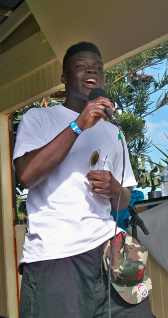 Clemrick Bryan raps at Reef Jam.