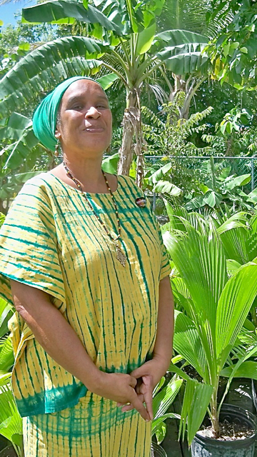 Grizelle 'Isoke' Davila in her lush Tropical Ay Ay nursery. 