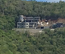 The massive structure rising above Denis Bay on St. John.