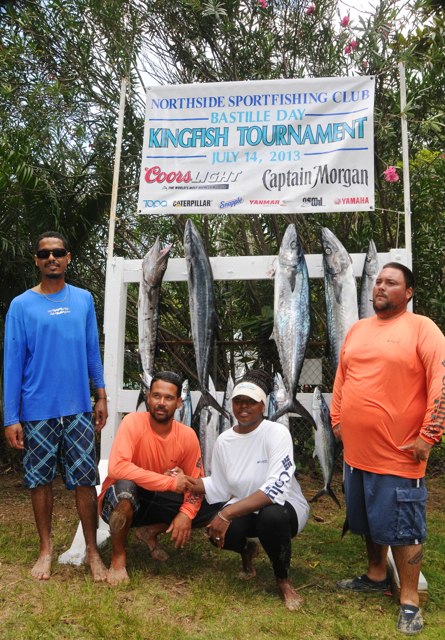 Mathew Laban, left, brought home the largest kingfish and was named Best Male Fisherman. Tamika Turbe, second from right, won Best Female.