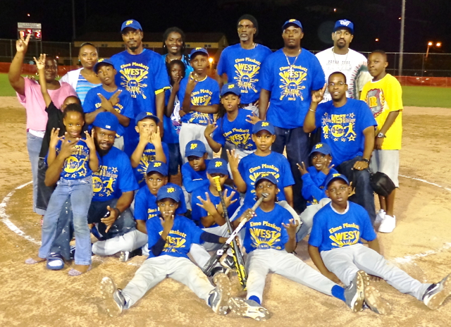 Elmo Plaskett West All-stars, coaches and fans celebrates the victory.