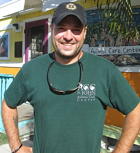 Ryan Moore at the shelter in Cruz Bay.