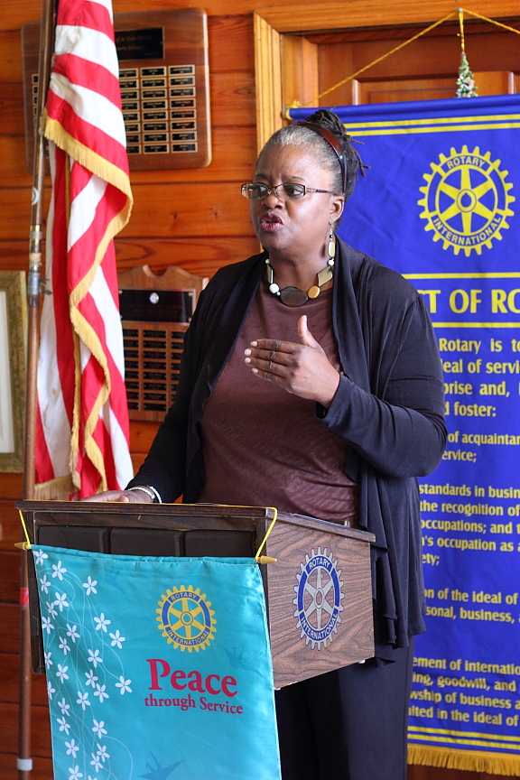 Aminah Saleem briefs Rotarians on the state of mental health care in the territory (Justin Shatwell photo). 